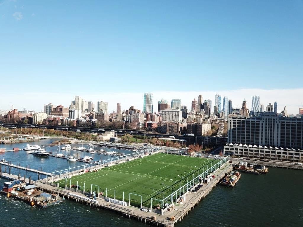 Soccer field aerial view